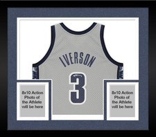 Framed Allen Iverson Georgetown Hoyas Signed Grey Replica Jersey
