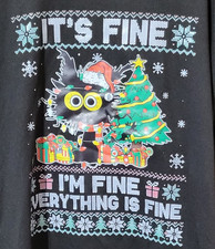 "Black cat: It's Fine I'm Fine Everything is fine" t-shirt 2XL (v. nice)