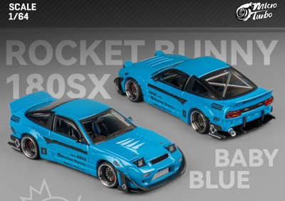 NISSAN 180 SX - Rocket Bunny - baby blue - MicroTurbo 1:64
