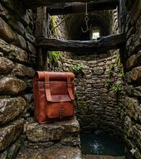 Goat Leather Bag Backpack Men Brown Genuine S Travel New