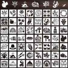 56 Pcs Fall Stencils for Crafts Reusable 3x3 Inch Small Painting Templates on...
