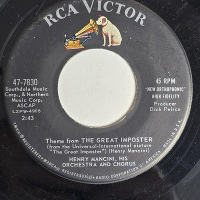 Henry Mancini Orchestra Theme From The Great Impostor RCA Victor    47-7830