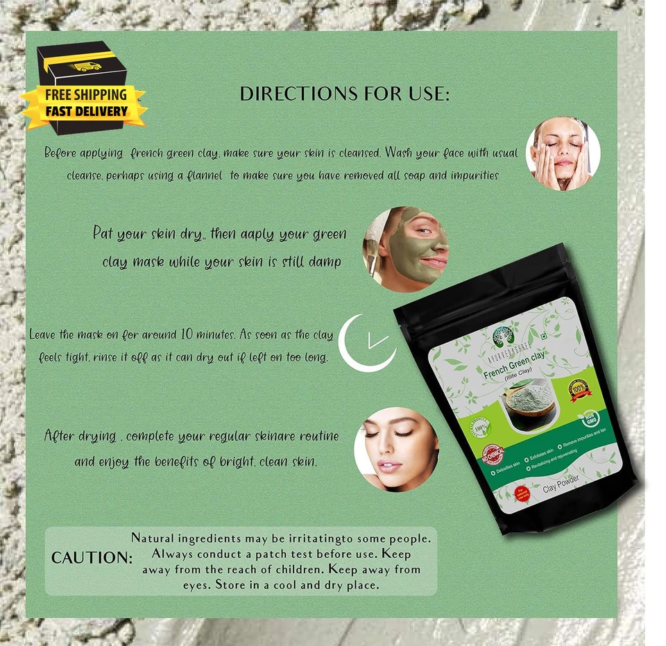 French Green Clay Powder 100 Gm | 100% Pure Montmorillonite Clay | Absorbs Exces - Image 4 of 4