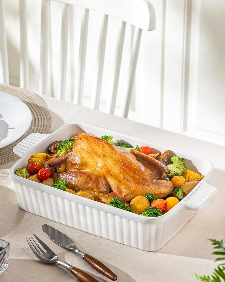 Elegant 4.4 QT Ceramic Baking Dish - 9x13 Casserole Dish for Oven