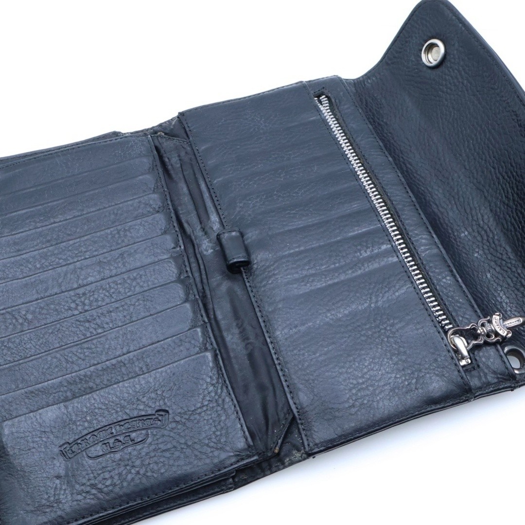 Chrome Hearts Wave Leather Wallet Purse Black BCA374 Used 9b28ded8c3238928c0994f thumbnail 4