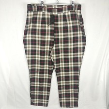 Nasty Gal Plaid Trousers Women 14 High Rise Tan Red Black Grunge Preppy