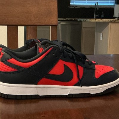 Nike Dunk Low Men's Dark blue/Red Colorblock Low Top Lace-Up Athletic Sneakers