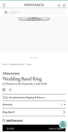 Tiffany & Co. Forever Diamond Ring in Platinum with Diamonds size 5 $1600 - Picture 2 of 24