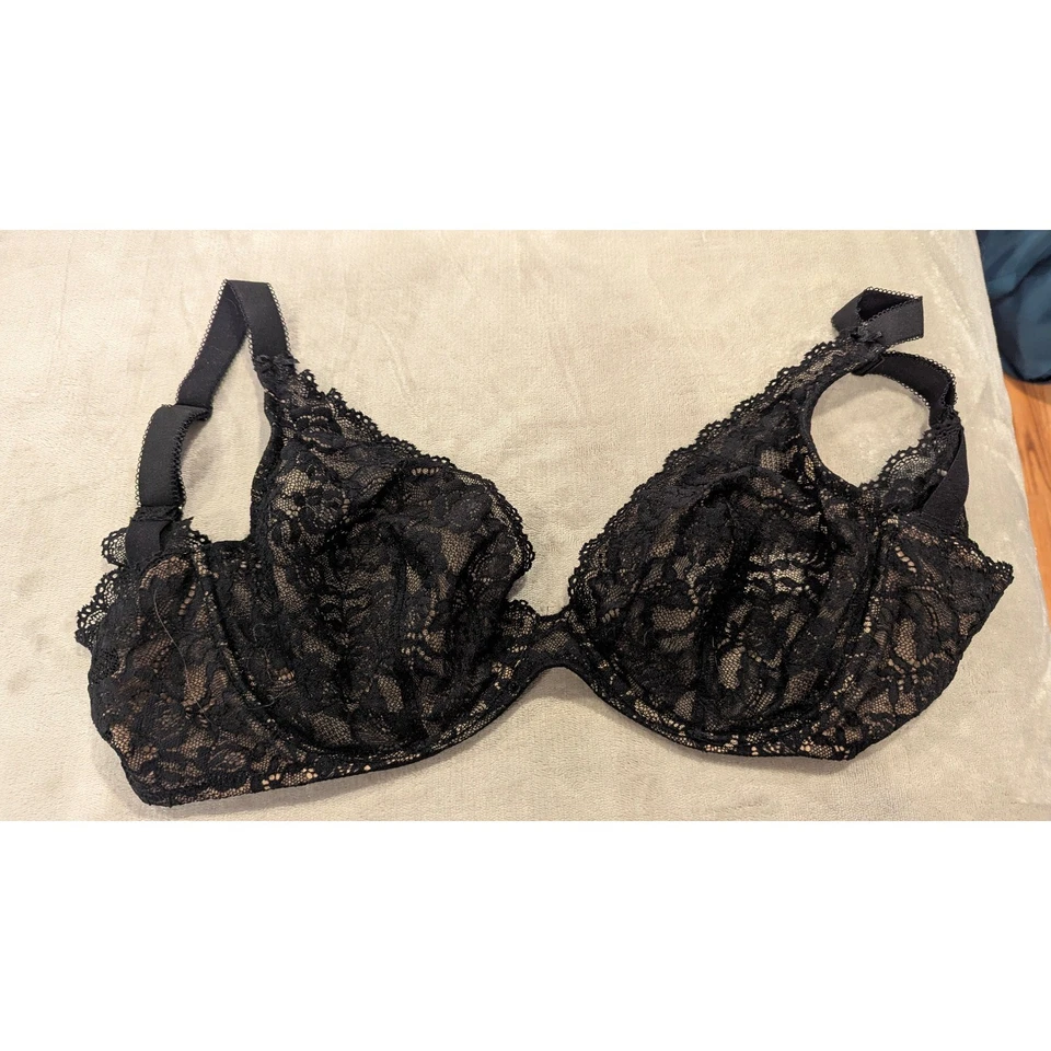 Sujetador con aros de copa completa de encaje negro beige lencería sexy Aubade Paris HK10-02F Foto 2 de 4