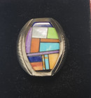 Alvin Yellowhorse Navajo Man's Ring Sterling Silver Multi Stone Mosaic sz 11 — photo 6