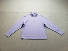 L L Bean Women Sweatshirt LG Purple Blue Mock Neck 1/4 Zip Long Sleeve Pullover