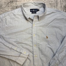 VTG Polo Ralph Lauren Oxford Shirt Mens 18-35 University Stripe Yarmouth OCBD