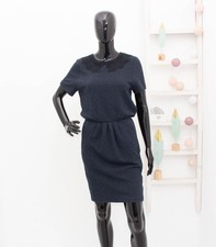 GANNI Dress VICTORY Embroidered Collar Blue Fit&Flare S