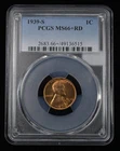 1939-S Lincoln Wheat Cent/ Penny 1c- PCGS MS 66+ RD - RED Gem!