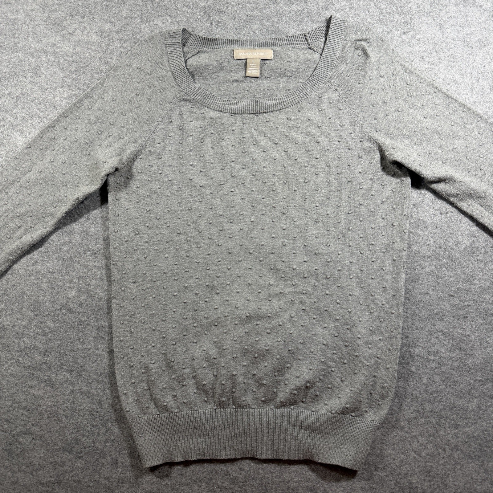 Banana Republic Cashmere Blend Sweater Womens S Gray Dotted Textured Preppy Knit thumbnail 9