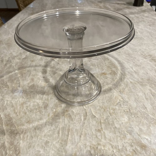 EAPG 8” Round Clear Glass Pedestal Cake Bakers Stand