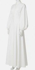 Carolina Herrera Womens White Collared Balloon-Sleeve Gown Size 4