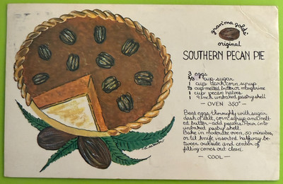 POSTCARD Gran'ma Golds Original Southern Pecan Pie Recipe c1976