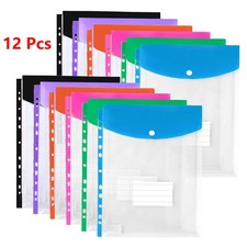 12X A4 Expandable Binder Pocket Folder Waterproof Snap Button 11 Hole Organizer