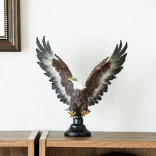 Winged Bald Eagle Statue - Realistic Resin Eagle Sculpture, Suitable for Home...