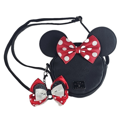 Disney Minnie Mouse Bow Crossbody Purse Black Red White Polka Dot Bioworld