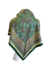 H32 Liberty of London Silk Scarf Green Bamboo Leaf Geometric Made In England