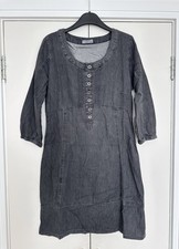 Dark denim mini dress TK Maxx size M  button front 3/4 sleeves