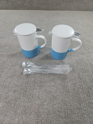 Miamio 2 Crackled Tea Mug 16oz with Infuser & Lid - Loose Leaf Drip Tea Cup New