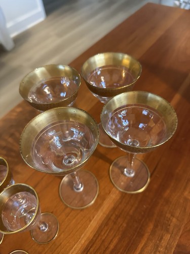 Vintage Tiffin Rambler Rose Etched Stemware – Set of 8 – Mid-Century Gold Encrus - Foto 3 di 6