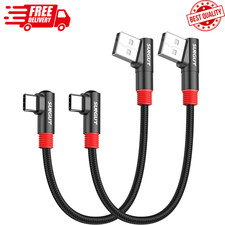 6 inch Right Angle USB C Cable 2Pack 3A Short 90 Degree USB to USBC Fast Char