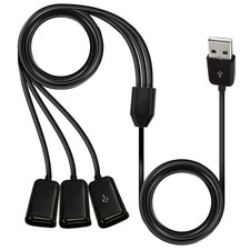 USB Splitter Y Cable,3 in 1 USB 2.0 A Male to 3 Female Jack Data Sync Charging C