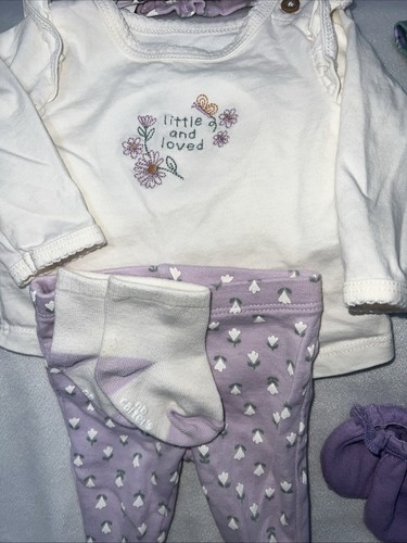 Paket Baby Mädchen Gr. Neugeborene lila Kleiderschrank 12 Teile - Bild 2 von 7