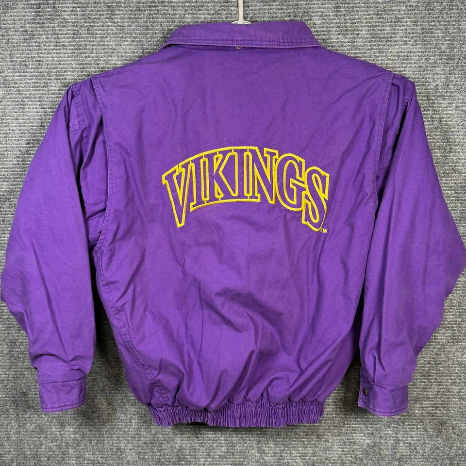 Vintage 90's Logo 7 Minnesota Vikings Heavy Jacket Men's Lg Purple Yellow Cotton - Image 2 of 4