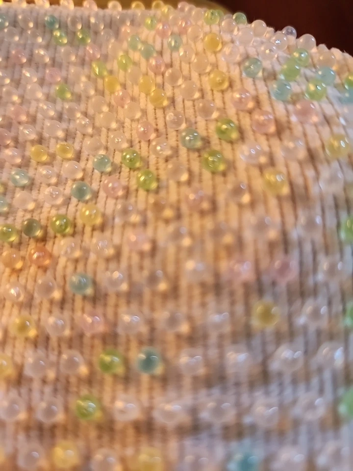 Винтажный бисером вечер Дамская сумка сумочка двусторонний конфеты и Irredencent точек 1960-х  - Изображение 4 из 4