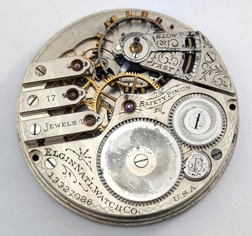 1908 ELGIN Grade 340 Model 7 17j 16s Antique Pocket Watch Movement PARTS REPAIR