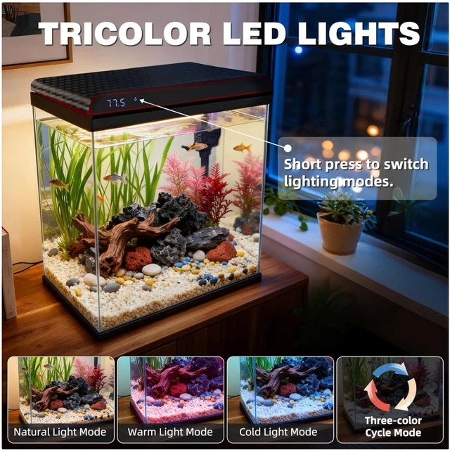 Self-Cleaning Fish Tank with LED Lights