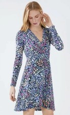 NWT BCBG MAX AZRIA 178 Savannah Surplice Floral Print Navy Dress in Size Small