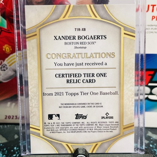 Topps Tier One Tier One Relic Xander Bogaerts 2021 #/299 juego usado 🔥 - Imagen 5 de 5