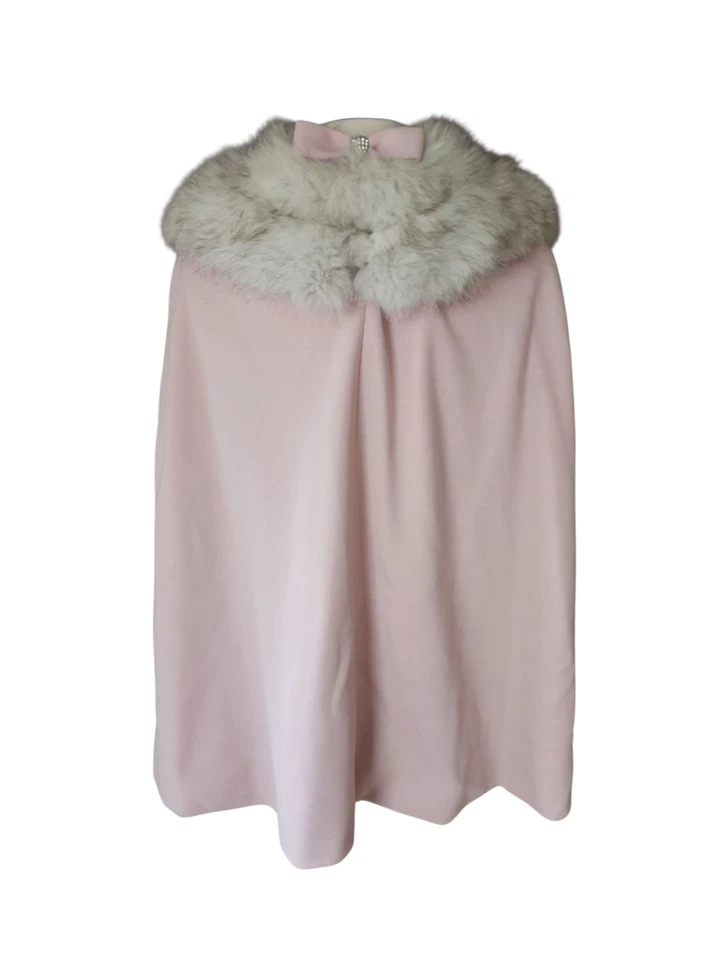 Capa feminina Lilli Ann tricô gola de pele de raposa tamanho único vintage década de 1960 dinheiro antigo rosa - Imagem 3 de 4