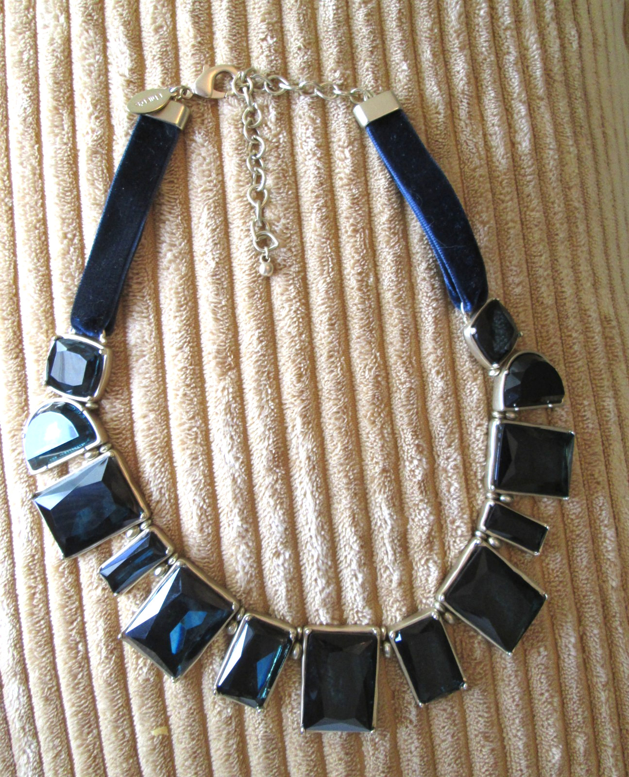 Chico's Statement Navy-Blue Reqtangle Rhinestone … - image 1