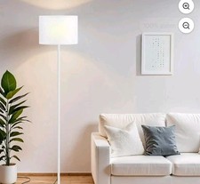 Modern Floor Lamp 60 Inch Black Pole Simple Design White Shade Foot Pedal Switch