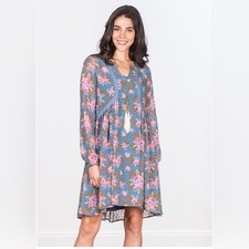 Matilda Jane Pink and Blue Sheer Floral Dress. The Nines. Size L. Great Cond