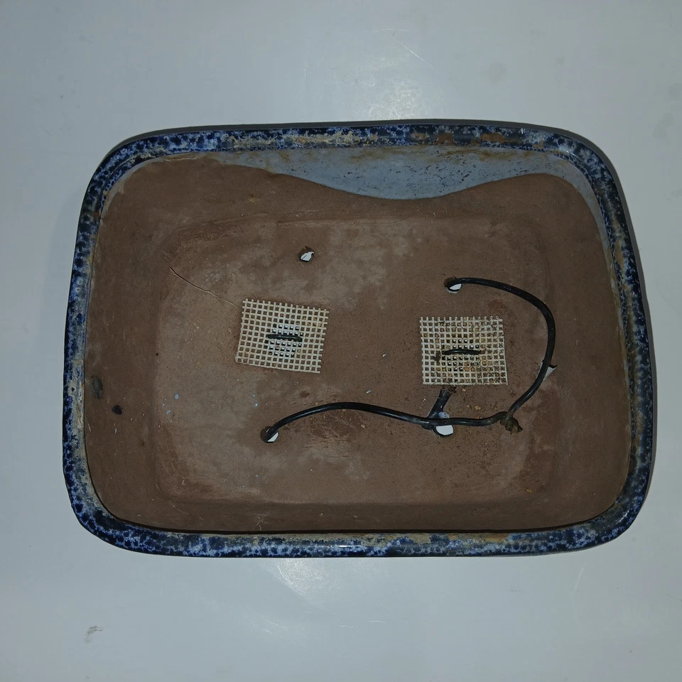 Japanese Bonsai Pot 8.5" X 6.5" X 2.5"  Blue Textured Glazed Rectangle - Image 3 of 4