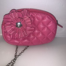 Brighton Small Pink Quilted Purse With Chain Strap Flower Adornment W/dust Bag