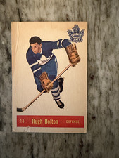 1957-58 Topps Hugh Bolton #13 Vintage Hockey Card – Toronto Maple Leafs