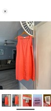 J.Jill Women’s Linen Sleeveless Shift Dress Coral Midi Size M Pockets