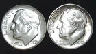 1956 57-P  10C Roosevelt Dime (2  Coins) BU 90% Silver 26ctt0106-1