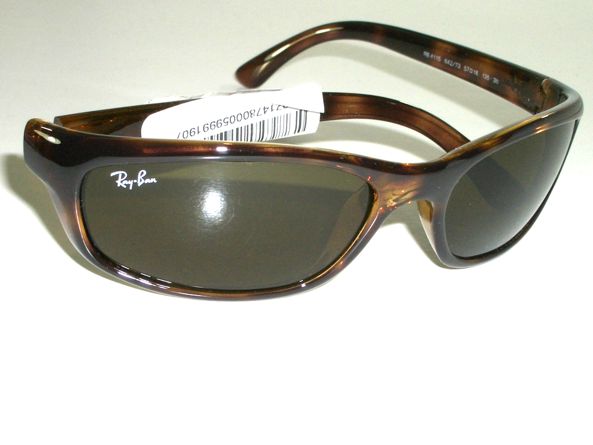 57[]16 135 RAY-BAN RB4115 GLOSSY TORTOISE B15 BROWN SLEEK WRAP