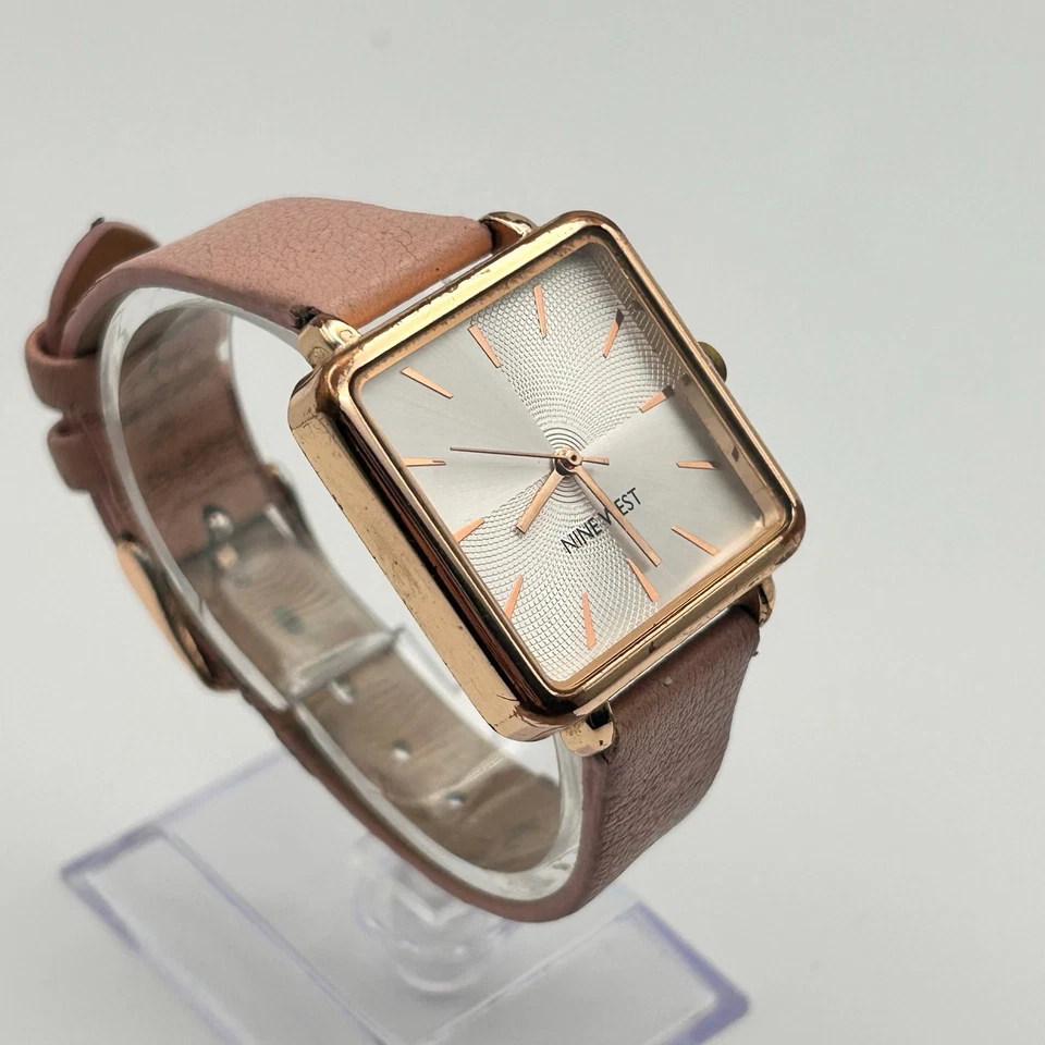 Nine West Rose Gold Square Dial Pink Leather 30mm Women’s Watch - Image 2 of 4