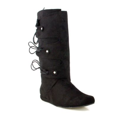 Black Scottish Groomsmen Wedding Medieval Peasant Pirate Costume Mens Boots